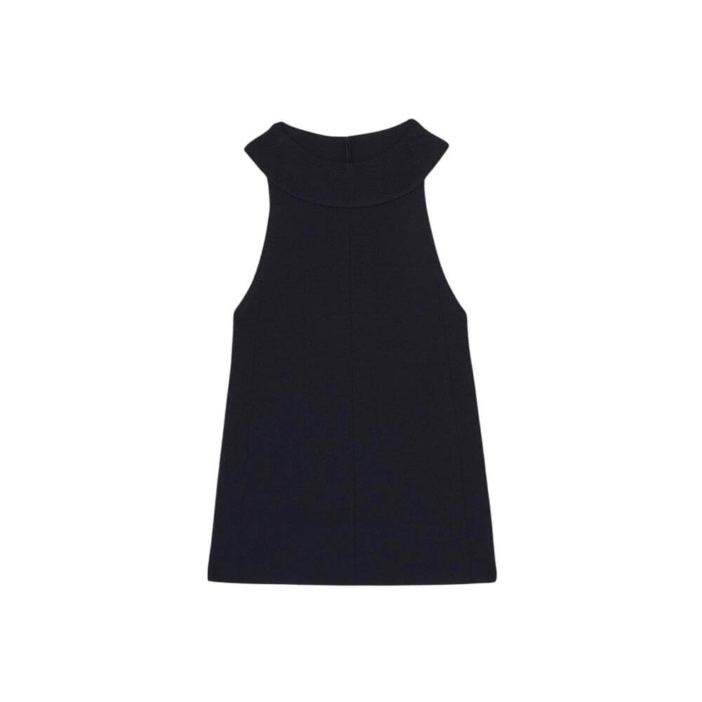 REISS Lacey Rib Knit High Neck Vest
